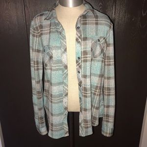 Teal and brown flannel